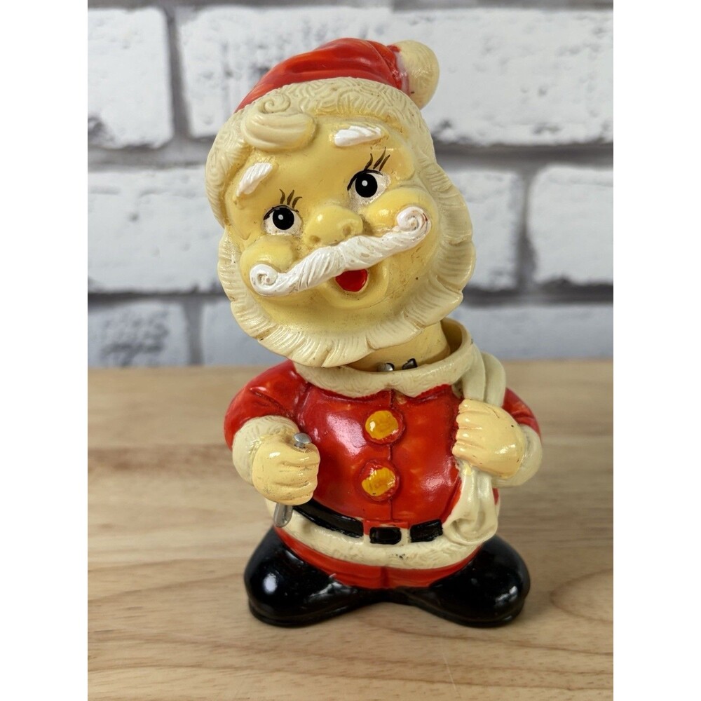 Vintage Santa Clause  Christmas wind up head Nodder Alps Japan Works!